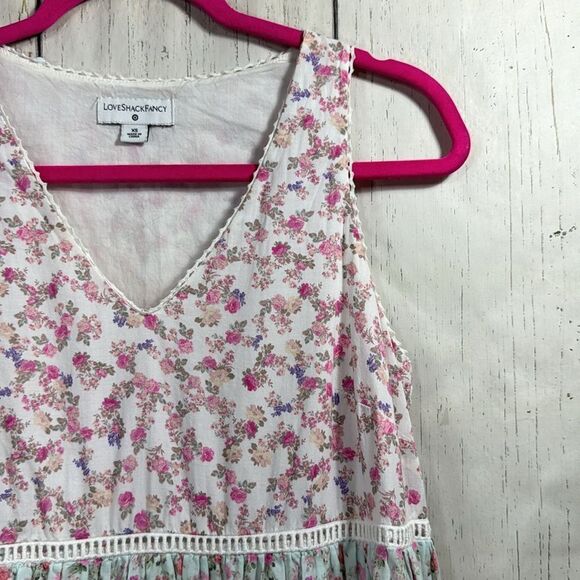 LoveShackFancy x Target Pink & Mint Floral Tiered Maxi Dress Size XS Romantic - Picture 4 of 14